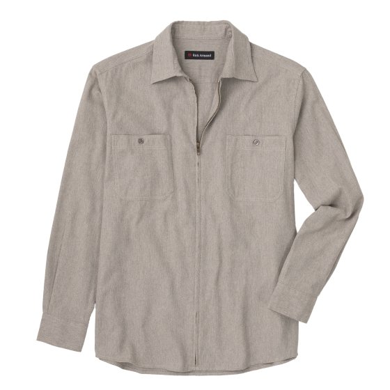Flanellen overhemd met doorlopende ritssluiting 3XL (47/48) | Taupe