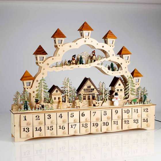 Grande arche lumineuse et calendrier de l'Avent 