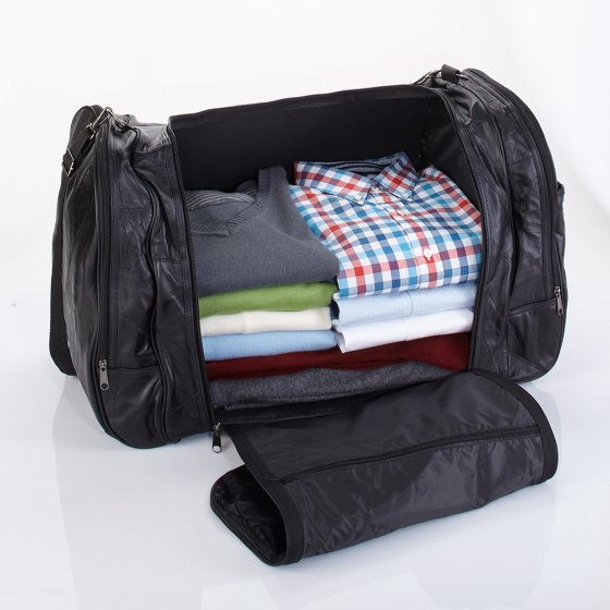 Echt leren reistas met opening opzij 