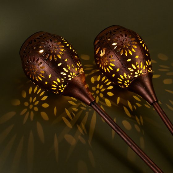 Flambeaux de jardin solaires en métal (lot de 2) 