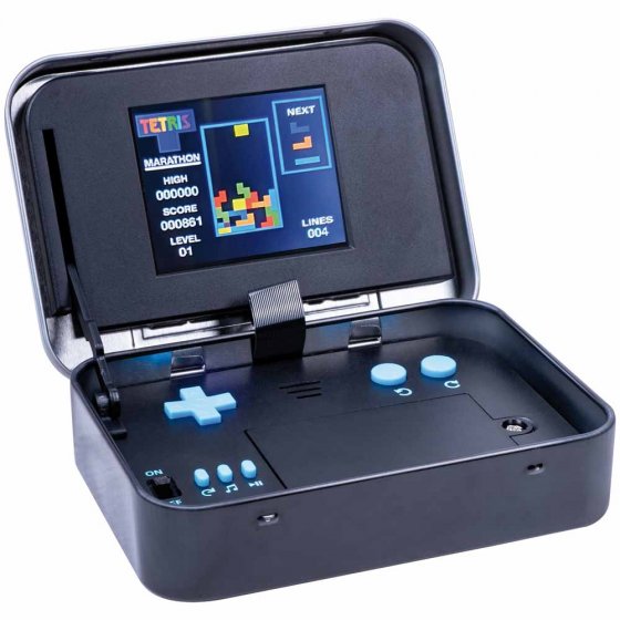 Tetris spelconsole in een blik 