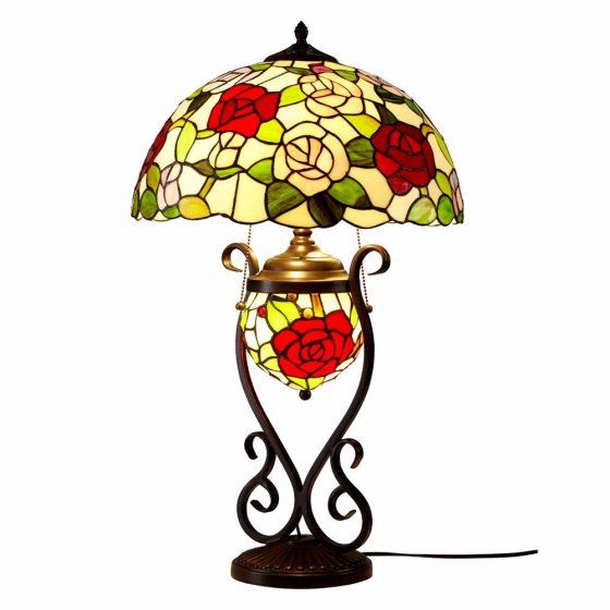 Lampe de table « Roses » style Tiffany 