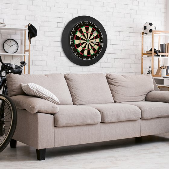 Sisal dartbord met beschermring voor de muur 