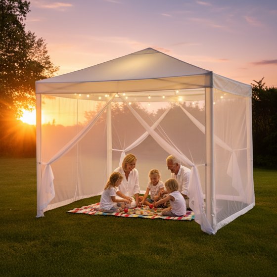 Tuinhuisje met ingebouwd muskietennet 