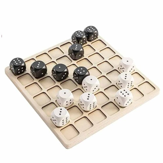 Houten spel "Dobbelstenen-dames" 