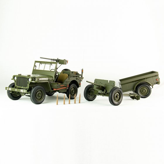 Jeep Willys MB avec remorque et canon antichar 