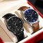 Herenhorloge met zwarte leren band - 5