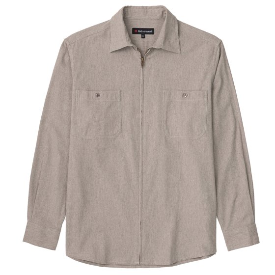 Flanellen overhemd met doorlopende ritssluiting 3XL (47/48) | Taupe