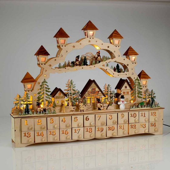 Grande arche lumineuse et calendrier de l'Avent 