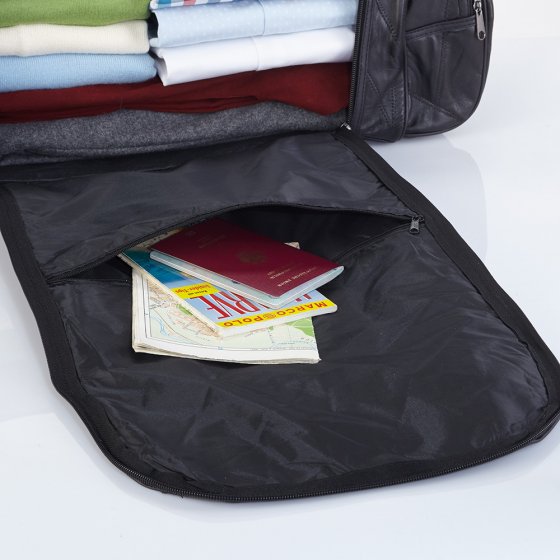 Echt leren reistas met opening opzij 