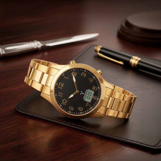 Gouden radio-armbandhorloge 