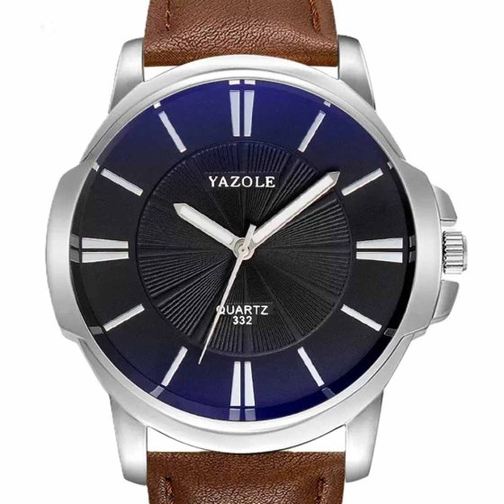 Herenhorloge met zwarte leren band 
