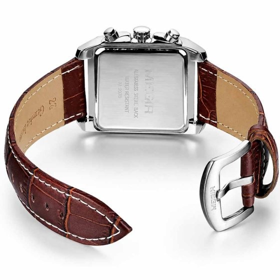 Retro herenhorloge met leren band 