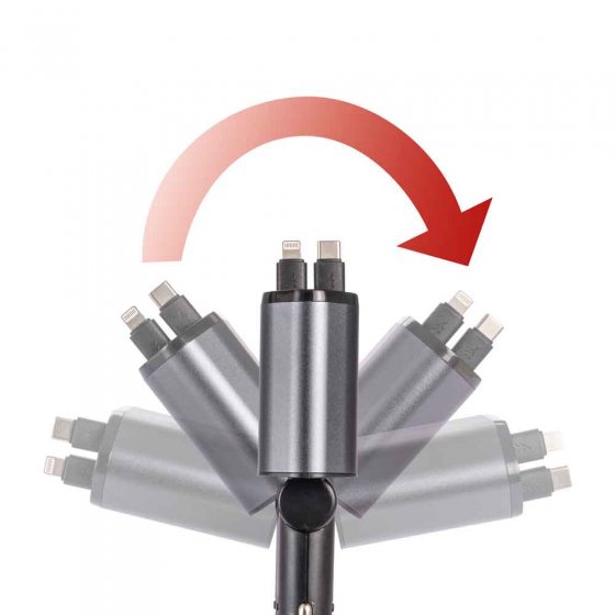 Chargeur 4 en 1 câbles intégrés pour voiture 